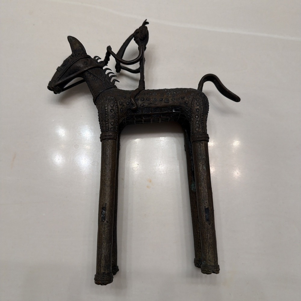 Indian Warrior Rider Horse Brass Casted Handcrafted Figurine Vintage Art Decor - Picture 6 of 16